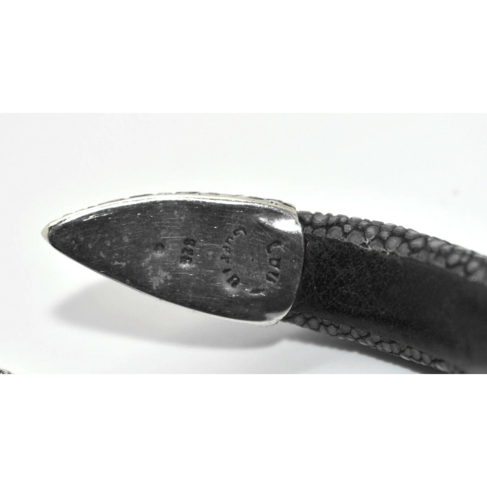 G5 Auth LOU GUERIN Sterling Silver Dragon Sting Ray Gray Leather Lined Bracelet - Picture 4 of 4